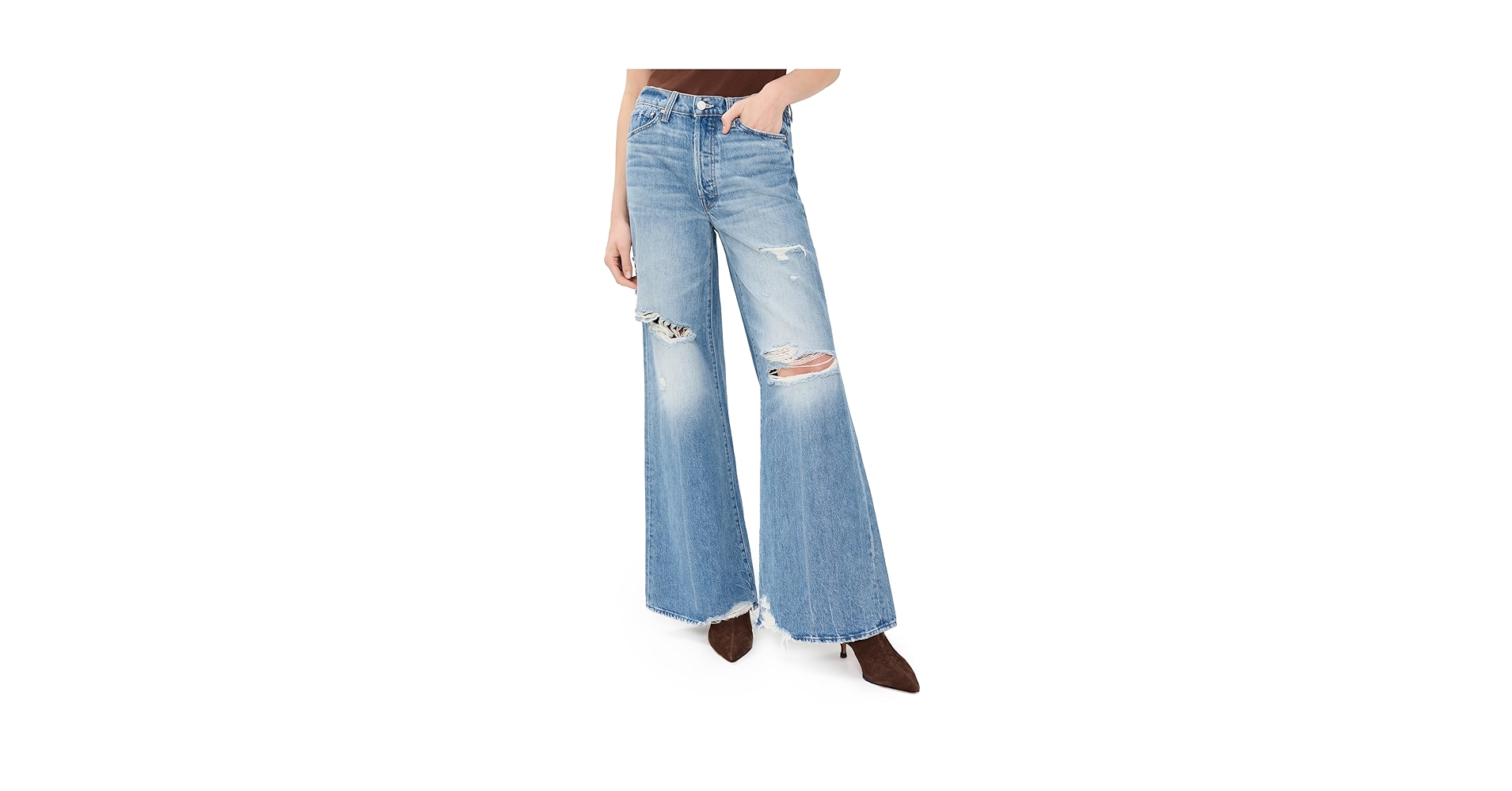 MOTHER Women's The Rambler Sneak Jeans, TCB, Blue, 26 at